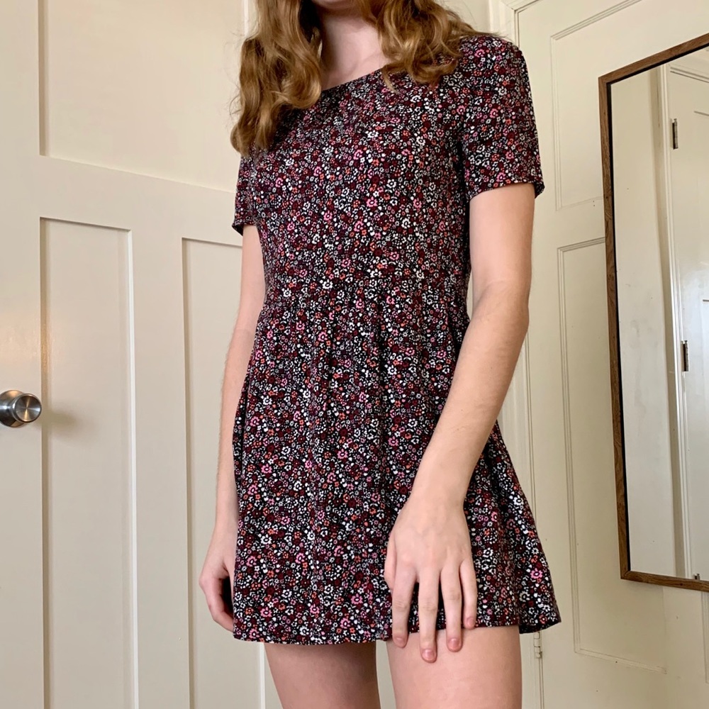 H&M Divided Dark Floral Mini Flowy Dress